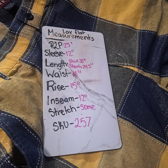 Veezo XL Yellow and Blue Plaid Shirt and Short Set - Picture 9 of 9